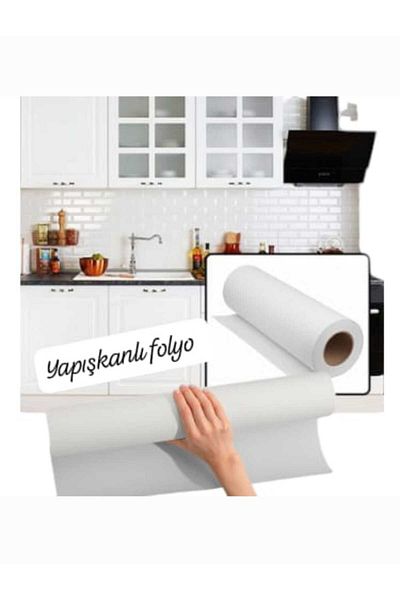 ÇEÇEN HOME White Tile Adhesive - Water Resistant Kitchen Bathroom Floor Foil Coating 45x200cm