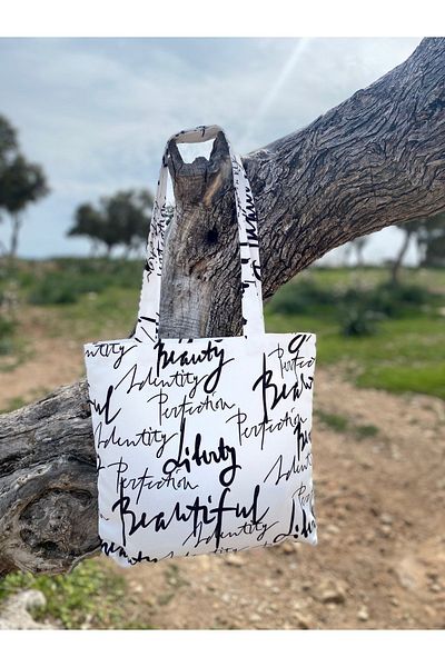 Handream Black Patterned on White Background - Multi-Purpose Beach/Shoulder Bag