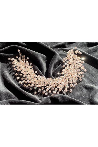 DesaAccessories Yoğun Kristal Taşlı Nişan, Kına, Düğün, Gelin Tacı,Saç Aksesuarı