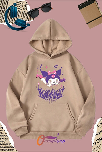 oneagılyazı Kuromi cu imprimeu cu glugă Swea tricou