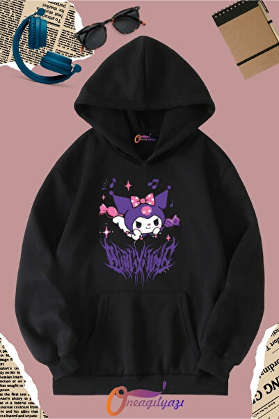 oneagılyazı Kuromi cu imprimeu cu glugă Swea tricou