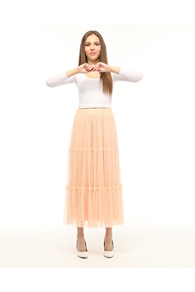 Asees Fustă elastică cu 3 straturi din tul elastic