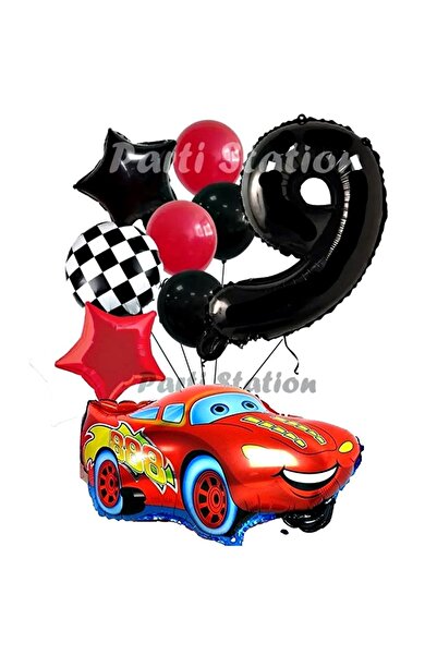 Parti Station مجموعة بالونات سيارات لايتنينج ماكوين لسباق السيارات بعمر 9 سنو...