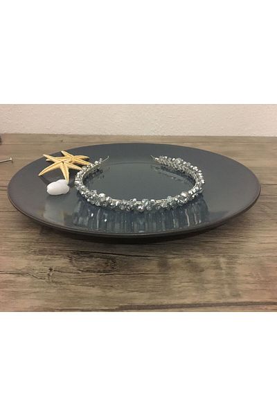 Yumak Dekor Grup Bridal Crown Silver Crystal Jewelled Pearl Elegant And Stylish Wedding Henna Engagement Crown Hair Accessory Maternity Crown