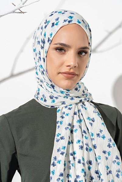 JAWEL Kadın Çiçek Desenli Kırışmaz Bürümcük Şal 190*80 Cm