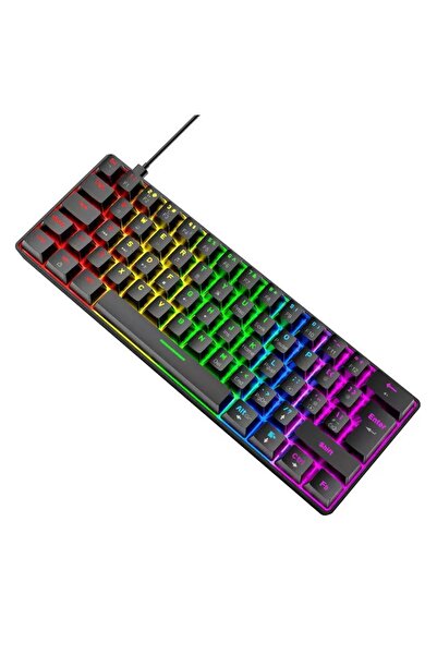 asua Trol Red Switch Mini Rgb Oyun Klavyesi Gaming Mekanik 62 Tuşlu 18 Rgb Led Usb Type-c Kablosu