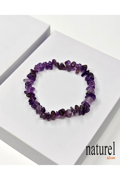 Naturel Tılsım Amethyst Broken Natural Stone Unisex Bracelet