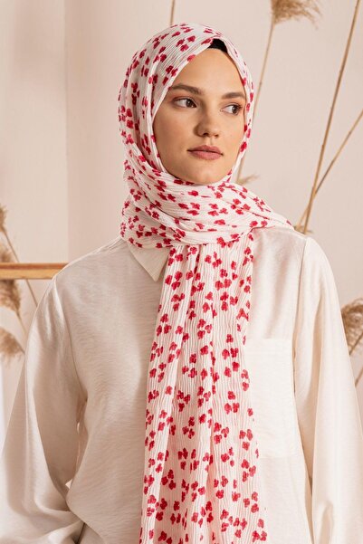 JAWEL Kadın Çiçek Desenli Kırışmaz Bürümcük Şal 190*80 Cm