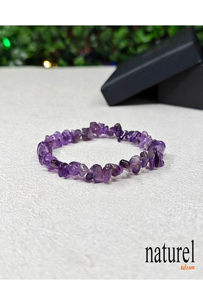 Naturel Tılsım Amethyst Broken Natural Stone Unisex Bracelet