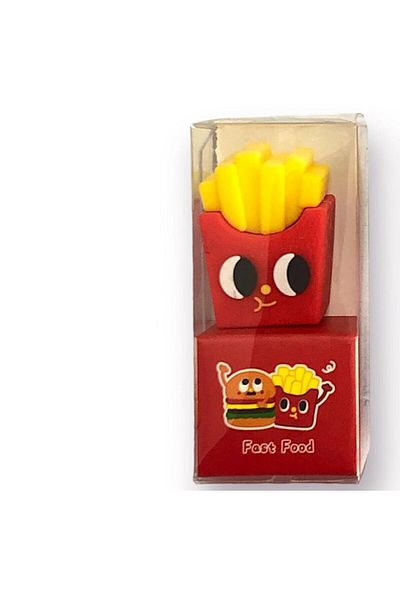 Giftpoint Fast Food Pencil Sharpener Stationery Gift French Fries Figured 3d Silicone Colored Office 1 Piece