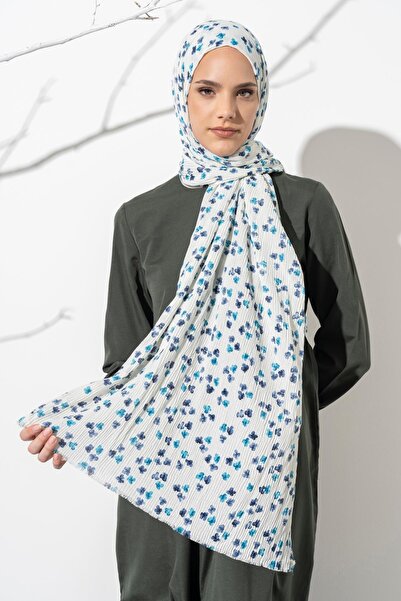 JAWEL Kadın Çiçek Desenli Kırışmaz Bürümcük Şal 190*80 Cm