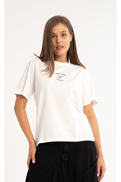 Qaju Γυναικείο κοντομάνικο μπλουζάκι 100% βαμβάκι