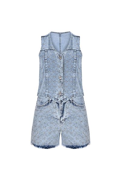 PleasureOfSilk Stoned Denim Vest