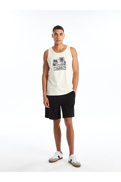 LC Waikiki Ανδρικό αμάνικο μπλουζάκι με στάμπα LCW Crew Neck