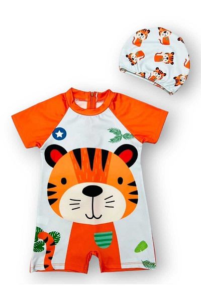 Pijamayo New Season - Full Body Costume Swimsuit with Short Sleeves and Bonnet Gift