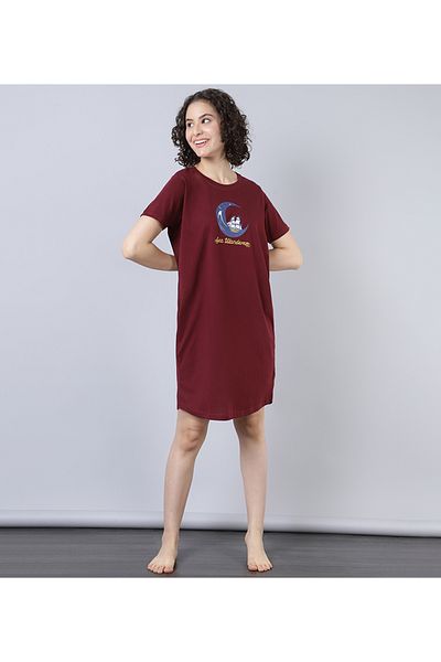 Aila Women's Sleepwear Wine color Dress