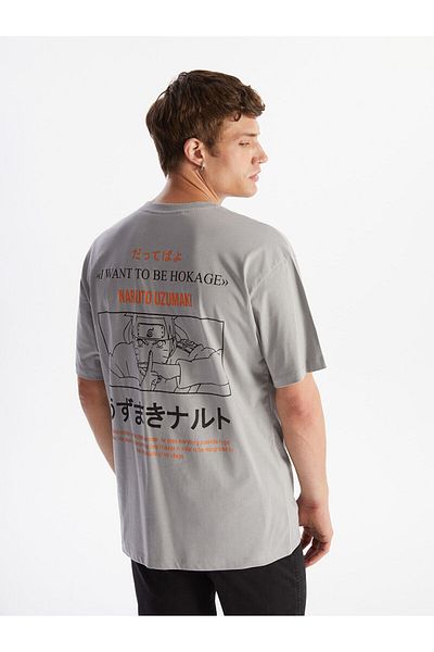 LC Waikiki Naruto-bedrucktes LCW-T-Shirt aus gekämmter Baumwolle für Herren – Rundhalsausschnitt, kurze Ärmel