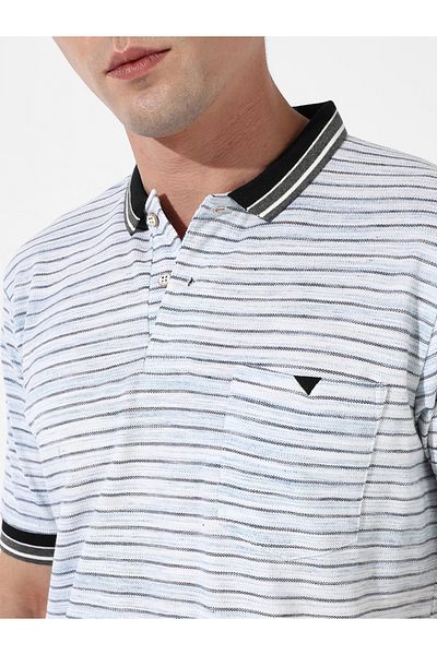 Campus Sutra By Styli Striped Regular Fit Polo with Patch Pocket