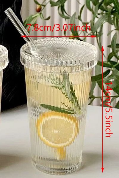 GİLLİ STORE 400 Ml Coffee and Presentation Cup - Origami Style, Cocktail Cup with Straw and Cup Lid