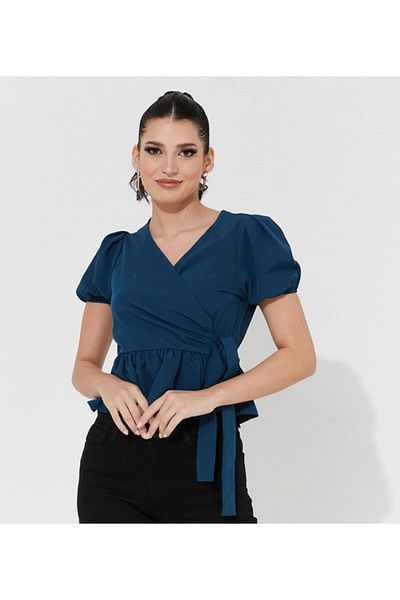 Aila Navy Blue Women's Woven Top
