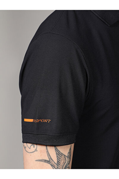 Campus Sutra By Styli Solid Activewear Polo with Logo Detail