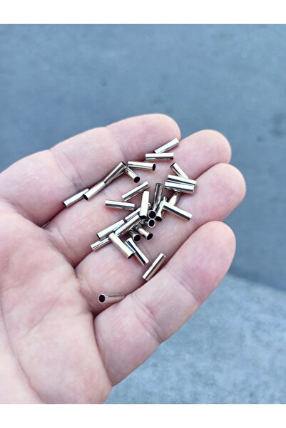 FlowerAksesuar 100 ADET - 3x10 mm Metal Boru Boncuk, Boru Boncuk, Metal Ara B...