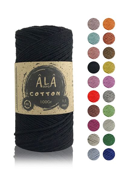 aladepo Κλωστή Amigurumi - Πλεκτό Βαμβάκι, 1,5mm - 100 γραμμάρια