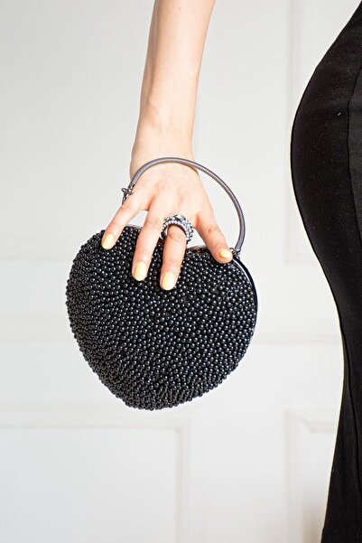 Çanta Trend Women's Evening Bag with Heart Pearls - 2 Straps