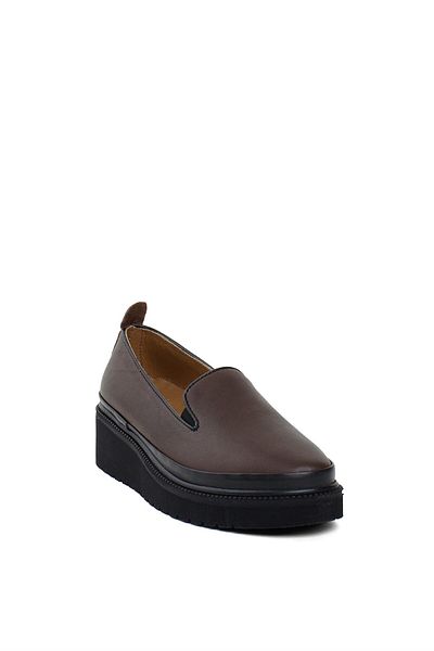 Ayakkabı Fuarı Elit SRK24602-1 Γυναικεία παπούτσια casual από γνήσιο καφέ καφέ