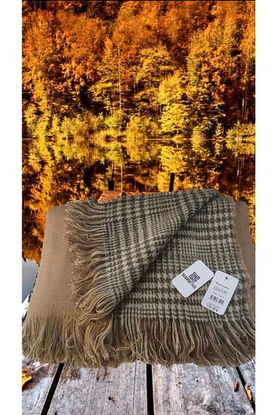 ŞURA ŞAL Winter Double Sided Shoulder Shawl Camel