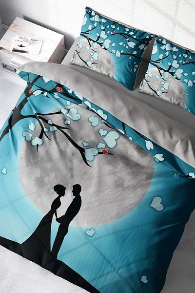 PerlaSera 3D Custom Design for Valentine's Day - Double Duvet Cover Set, Tightly Woven Cotton Satin
