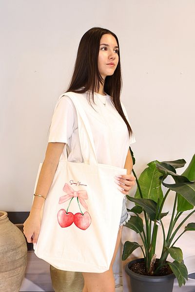 ICONE BAG Geantă tote pentru femei White Cherry cu volum mare - pentru mână și umăr
