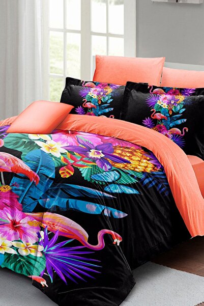 PerlaSera Flamingo Iii 3D Custom Design - Double Duvet Cover Set, Tight Woven Cotton Satin