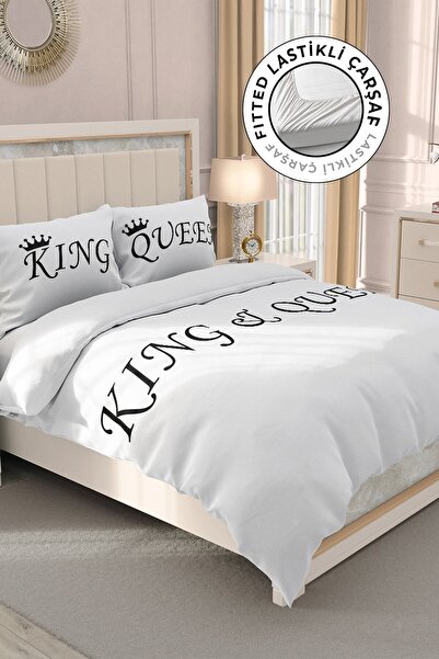 MonoHome Set cuvertură de pat dublă din satin 100% bumbac cu cearșafuri elast...