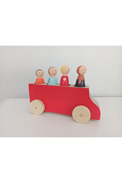 Gepetto Blue Colored 4-Person Wooden Toy Car