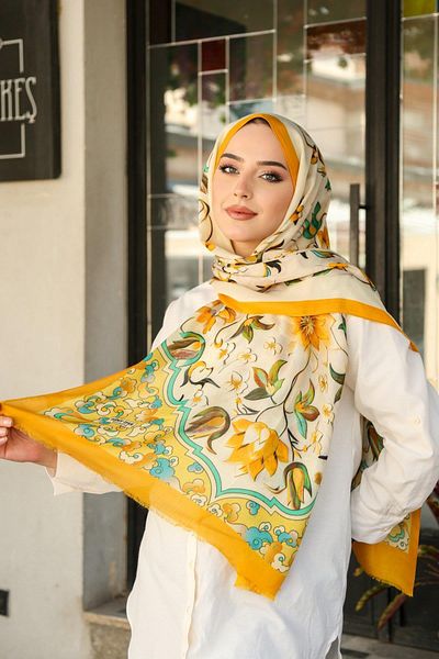 Hint İpek Wool Cashmere Patterned Shawl Model - Yunkv01-05
