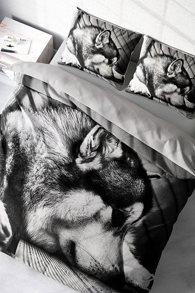 PerlaSera Wolfie 3D Custom Design - Double Duvet Cover Set, Tightly Woven Cotton Satin