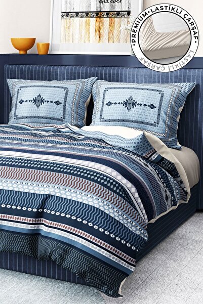 MonoHome Duvet Cover Set 100% Cotton Satin Elastic Sheet Deluxe Collection Do...