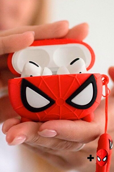 EWEC Pro Uyumlu Spiderman Figürlü Sevimli Kulaklık Kılıfı Ve Spiderman Figürlü Kablo Koruyucu Seti