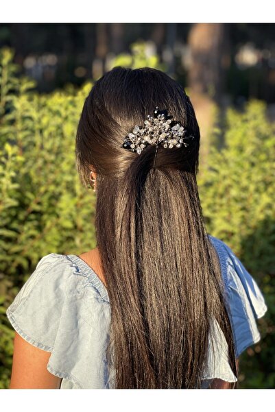 Yuppiso مشبك خطوبة من حجر الكريستال الشفاف باللون الأسود والرمادي