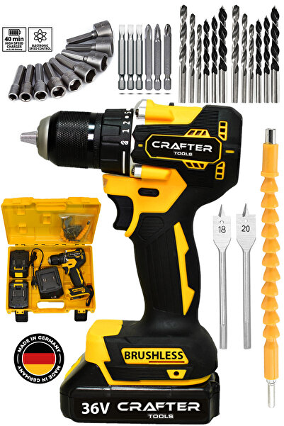 CRAFTERTOOLS Germany 36V 5Ah Çift Batarya Kömürsüz Motor 10mm Çelik Mandren Ş...