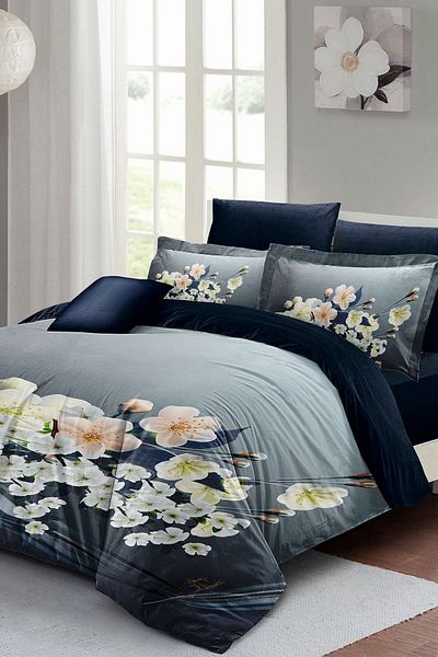 PerlaSera 3D Custom Design - Double Cotton Satin Duvet Cover Set, Floral Orchid