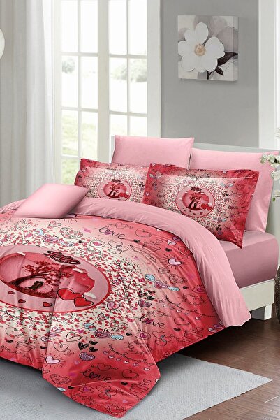 MonoHome Σετ Παπλωματοθήκη για την Ημέρα του Αγίου Βαλεντίνου διπλό (με ελαστ...