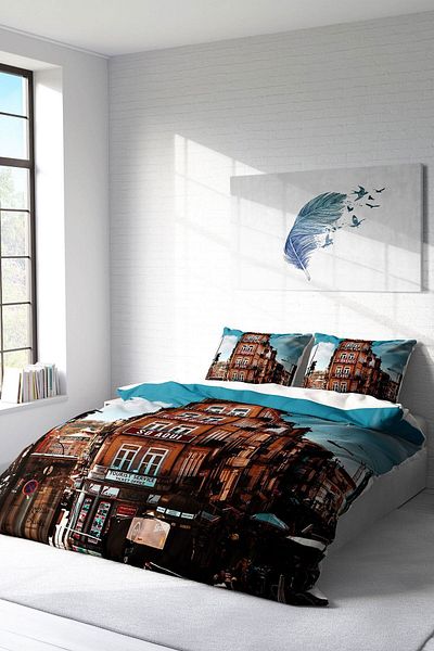 PerlaSera 3D Custom Design - Double Duvet Cover Set, Tightly Woven Cotton Satin, Apartment Modern