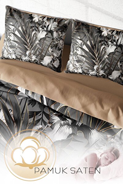 PerlaSera Двоспальний комплект постільної білизни з щільної бавовняної сатини 3D, спеціальний дизайн, сірий, повсякденний