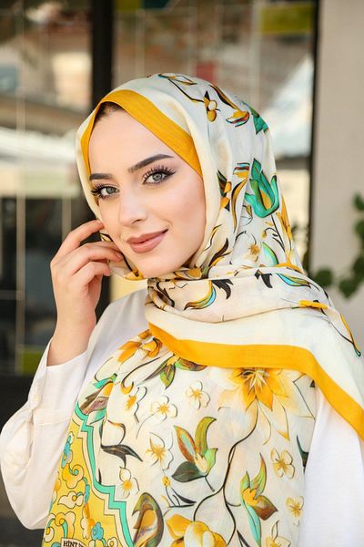 Hint İpek Wool Cashmere Patterned Shawl Model - Yunkv01-05