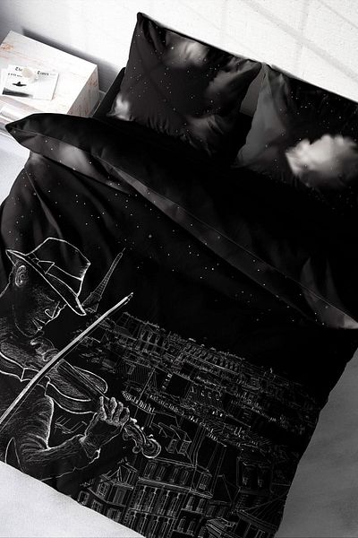 PerlaSera Night City - 3D Custom Design, Double Duvet Cover Set, Tight Woven Cotton Satin