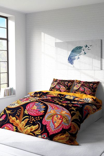 PerlaSera 3D Custom Design - Double Cotton Satin Duvet Cover Set, Indian