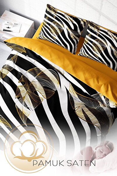 PerlaSera Double Duvet Cover Set Closely Woven Cotton Satin 3D Special Design Zebra Feather (without sheets)