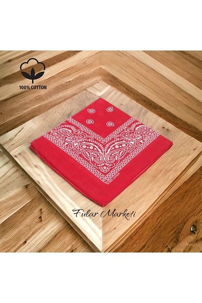 Fular Marketi Add 4 to Cart Pay 3 Promotion 100% Cotton Unisex Ethnic Patterned Cotton - Red (Price Is for 1 Piece)